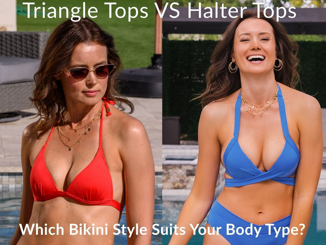 Triangle vs halter bikini top comparison