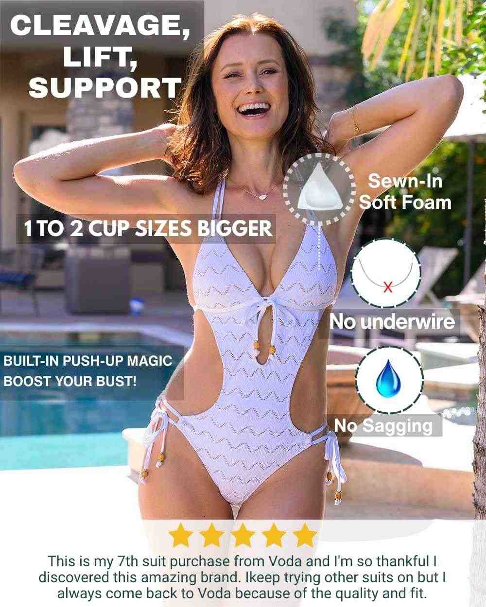 Envy Push Up® Padded Crochet Monokini with Beaded Tie Front