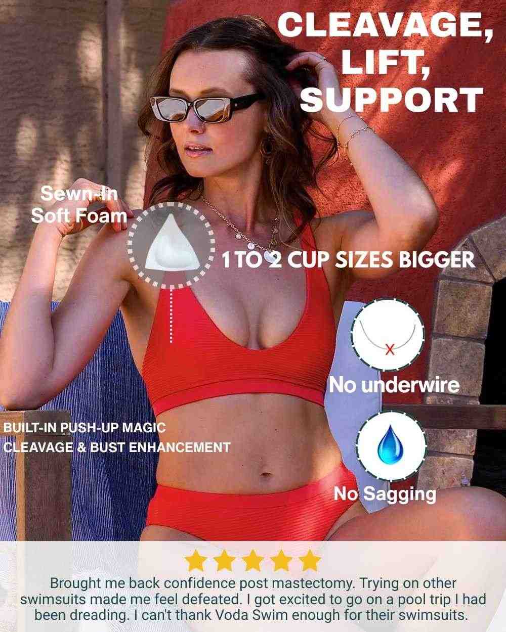 Envy Push Up® Banded Texture Sporty Crisscross Halter Bikini Top