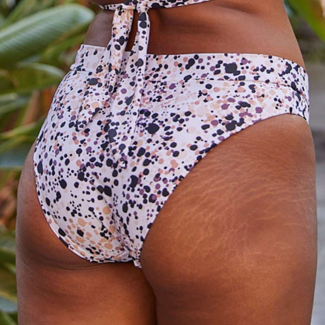 Printed V High Waist High Leg Scoop Bottom