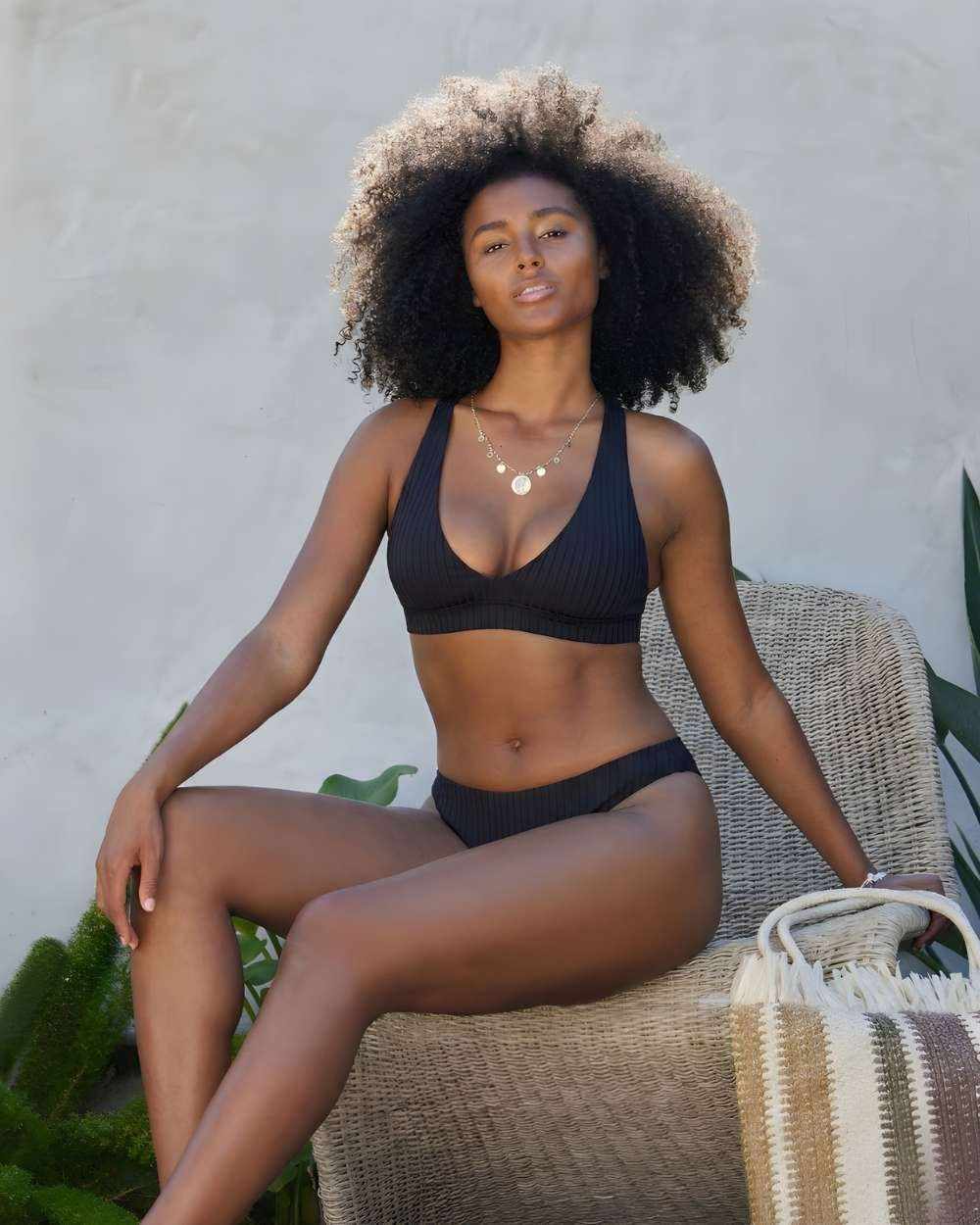 Envy Push Up® Bust Enhancing Rib Texture Sporty Crisscross Halter Bikini Top