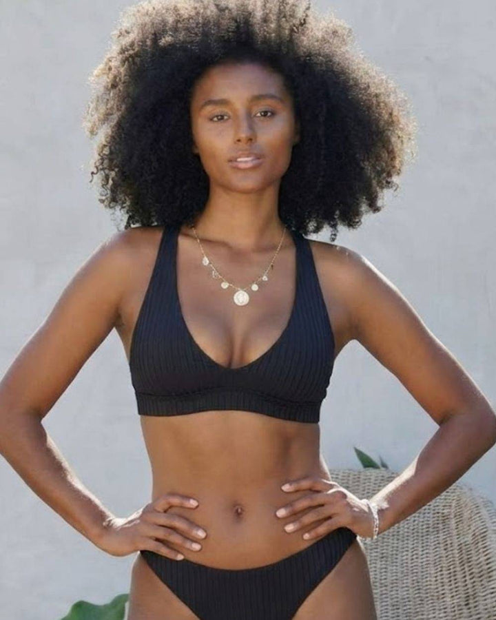 Envy Push Up® Bust Enhancing Rib Texture Sporty Crisscross Halter Bikini Top