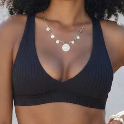 Envy Push Up® Bust Enhancing Rib Texture Sporty Crisscross Halter Bikini Top