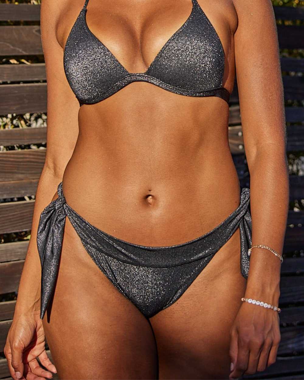 Shimmer Banded Side Tie Bottom and Cheeky