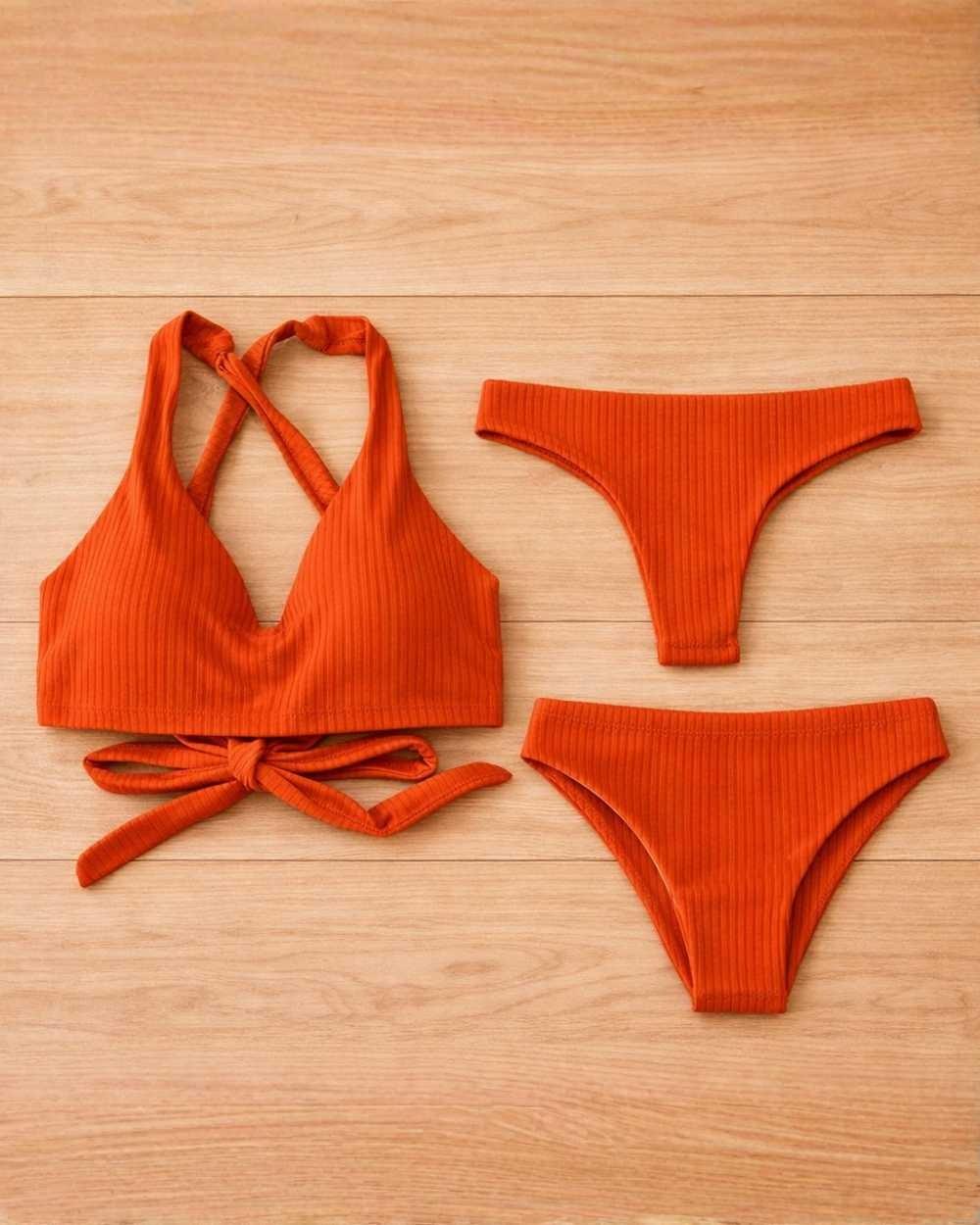 Envy Push Up® Bust Enhancing Rib Texture Sporty Crisscross Halter Bikini Top