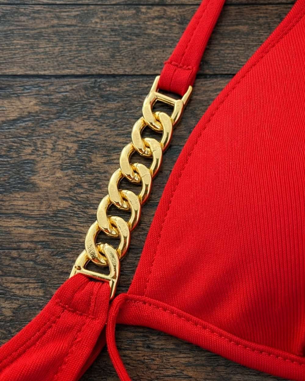 Chain Detail Ruched Back Scoop Swimsuit Bottom and Cheeky