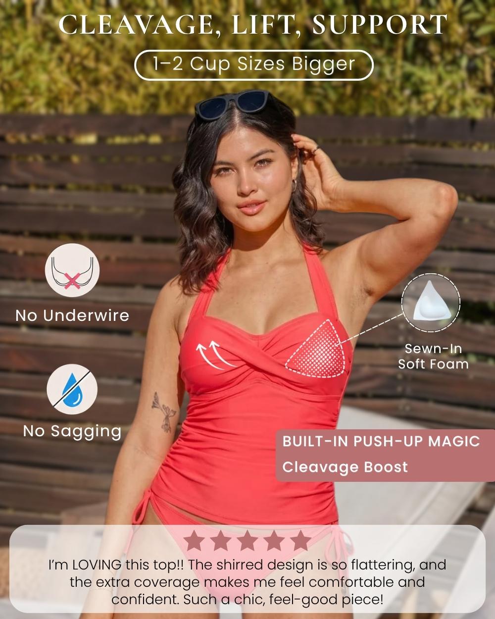 Envy Push Up® Bandeau Shirred Tankini Swimsuit Top