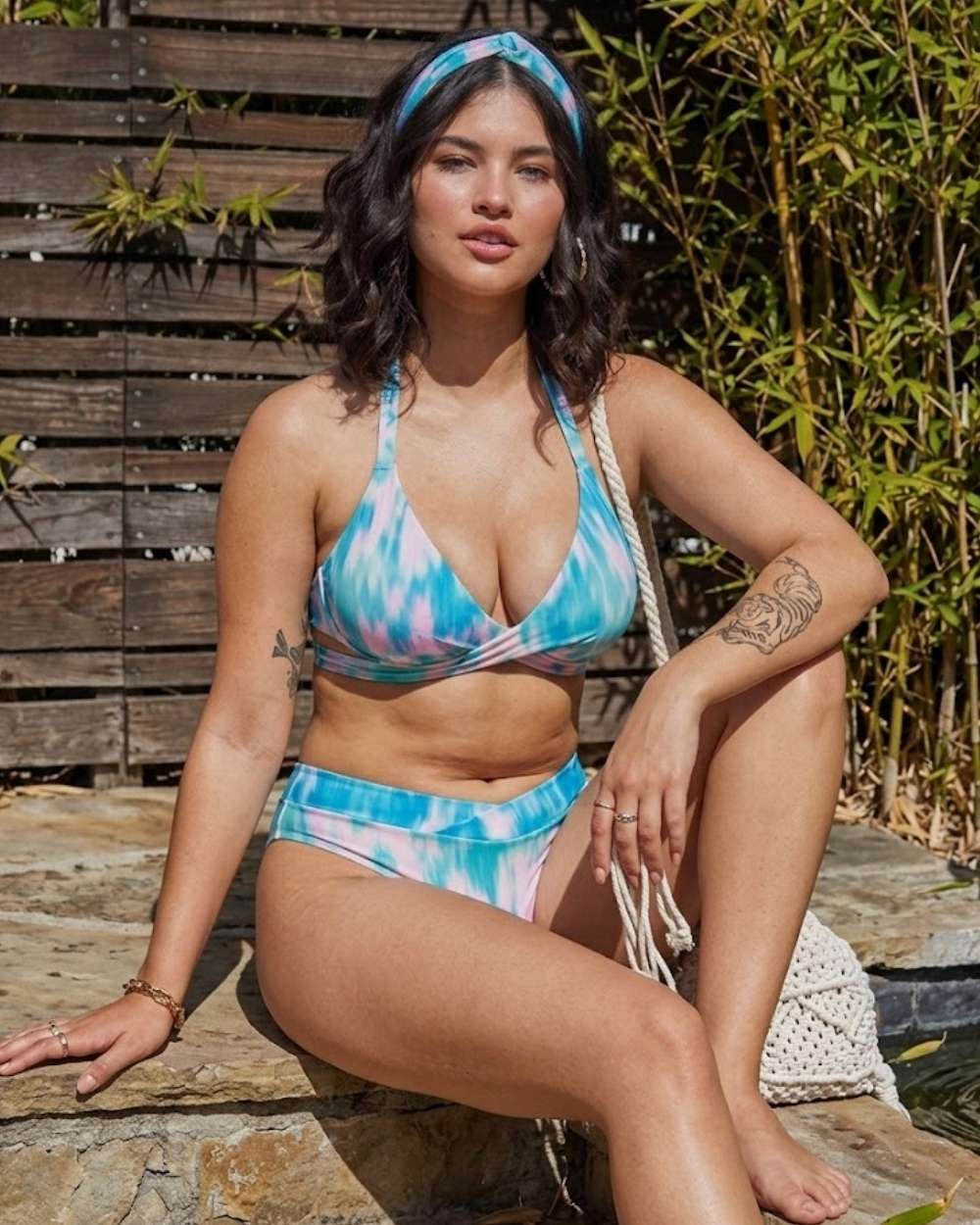 Envy Push Up® Printed Padded Cross Halter Top