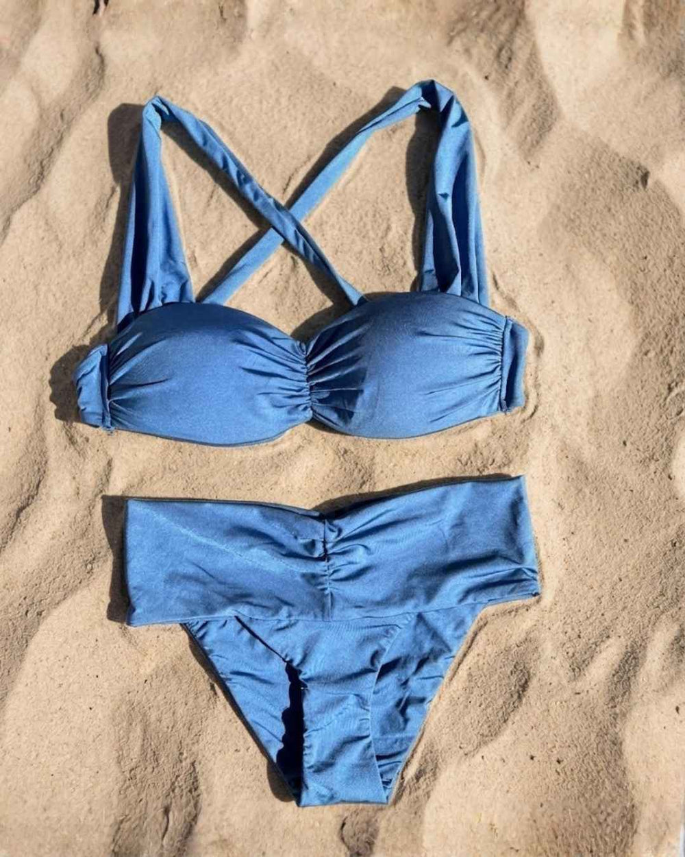 Envy Push Up® Padded Bandeau Wide Strap Crisscross Swimsuit Top