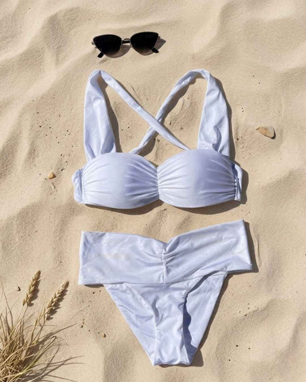 Envy Push Up® Padded Bandeau Wide Strap Crisscross Swimsuit Top