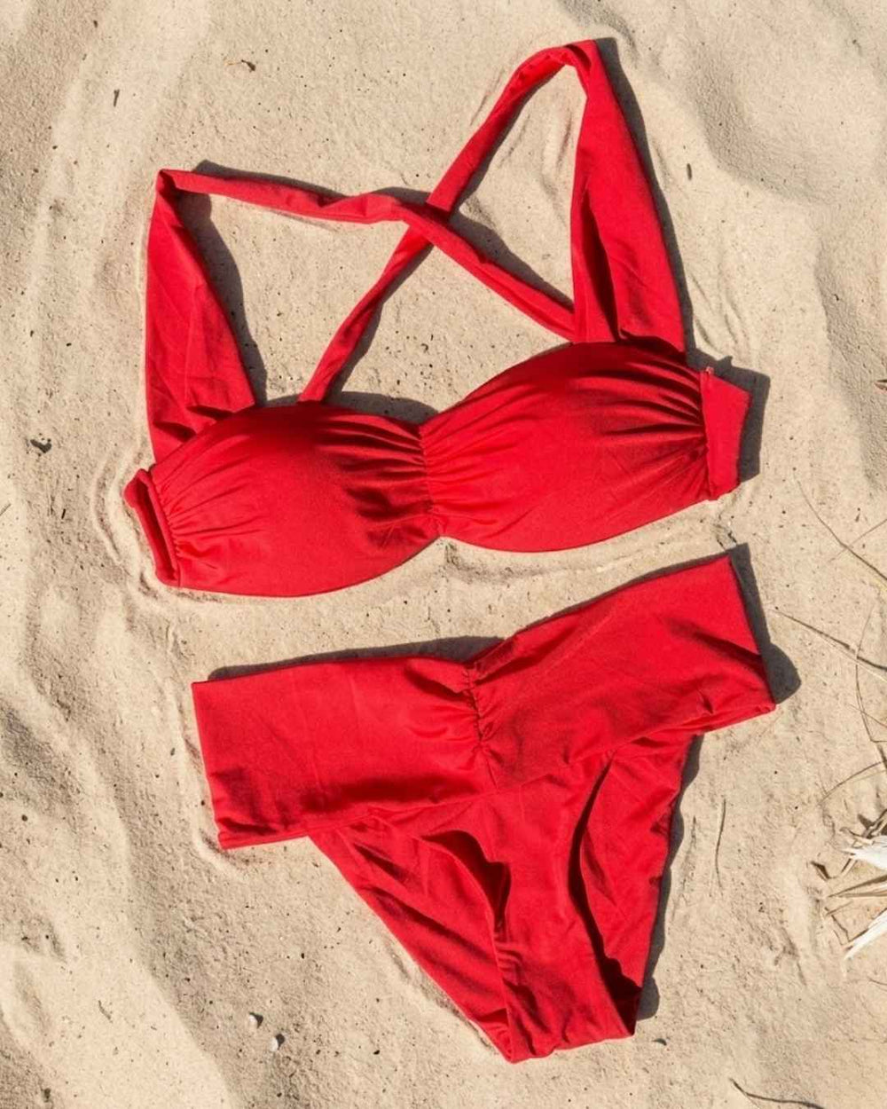 Envy Push Up® Padded Bandeau Wide Strap Crisscross Swimsuit Top