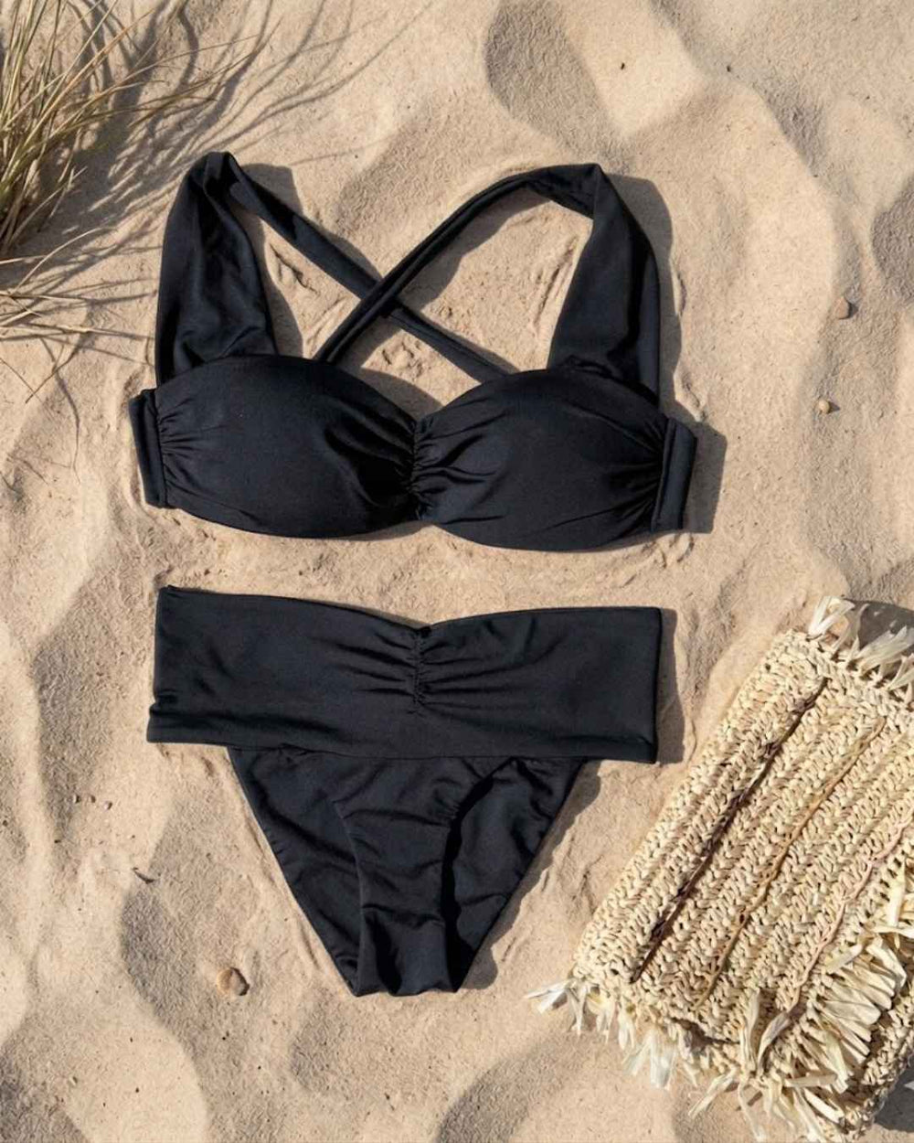 Envy Push Up® Padded Bandeau Wide Strap Crisscross Swimsuit Top