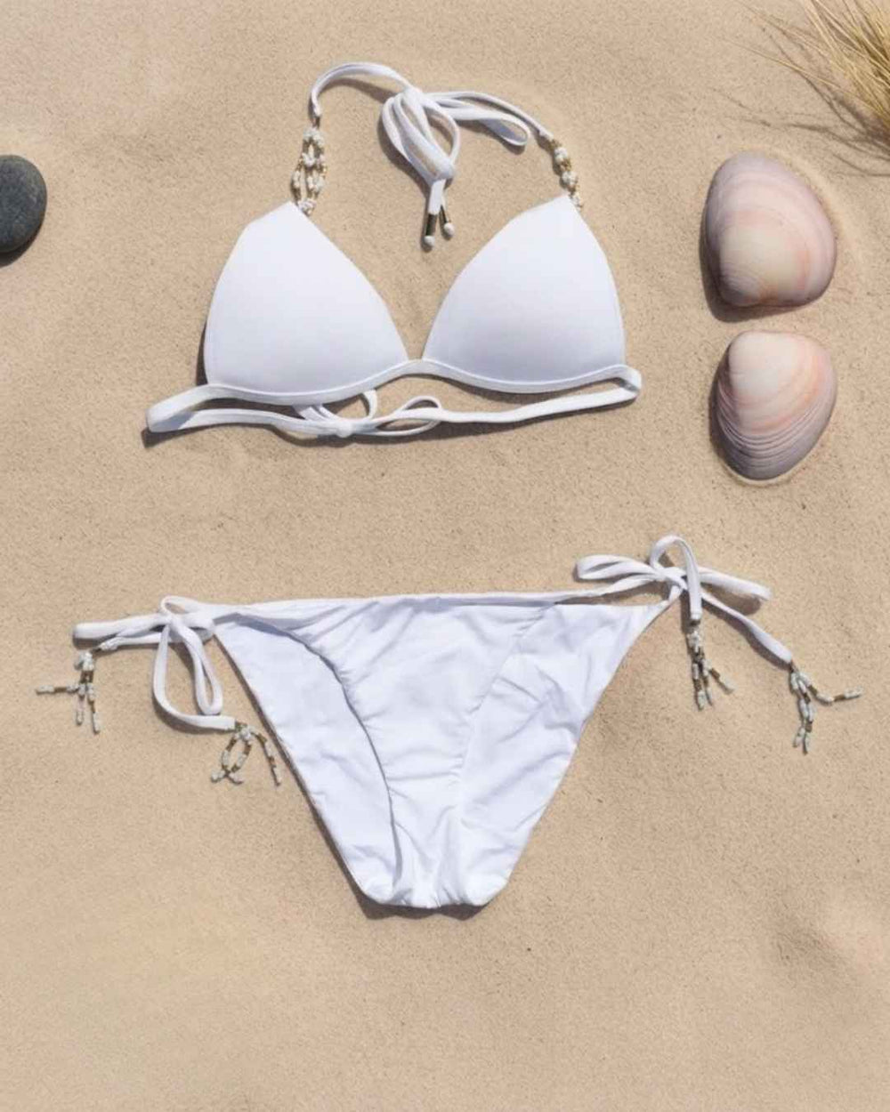 Beaded Side Tie Swimsuit Bikini Bottom