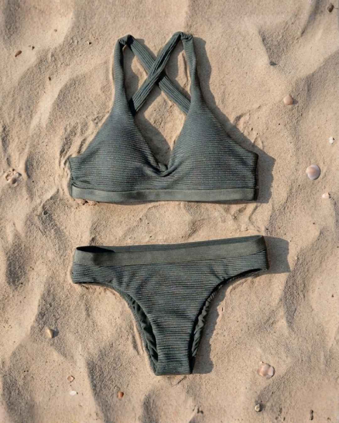 Envy Push Up® Banded Texture Sporty Crisscross Halter Bikini Top