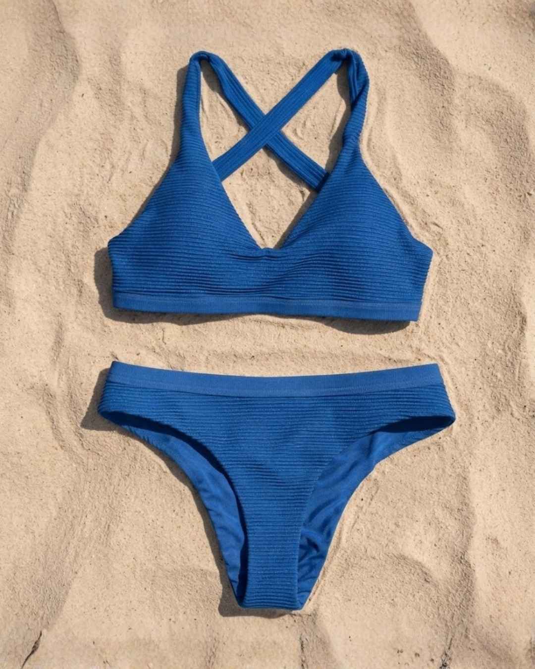 Envy Push Up® Banded Texture Sporty Crisscross Halter Bikini Top