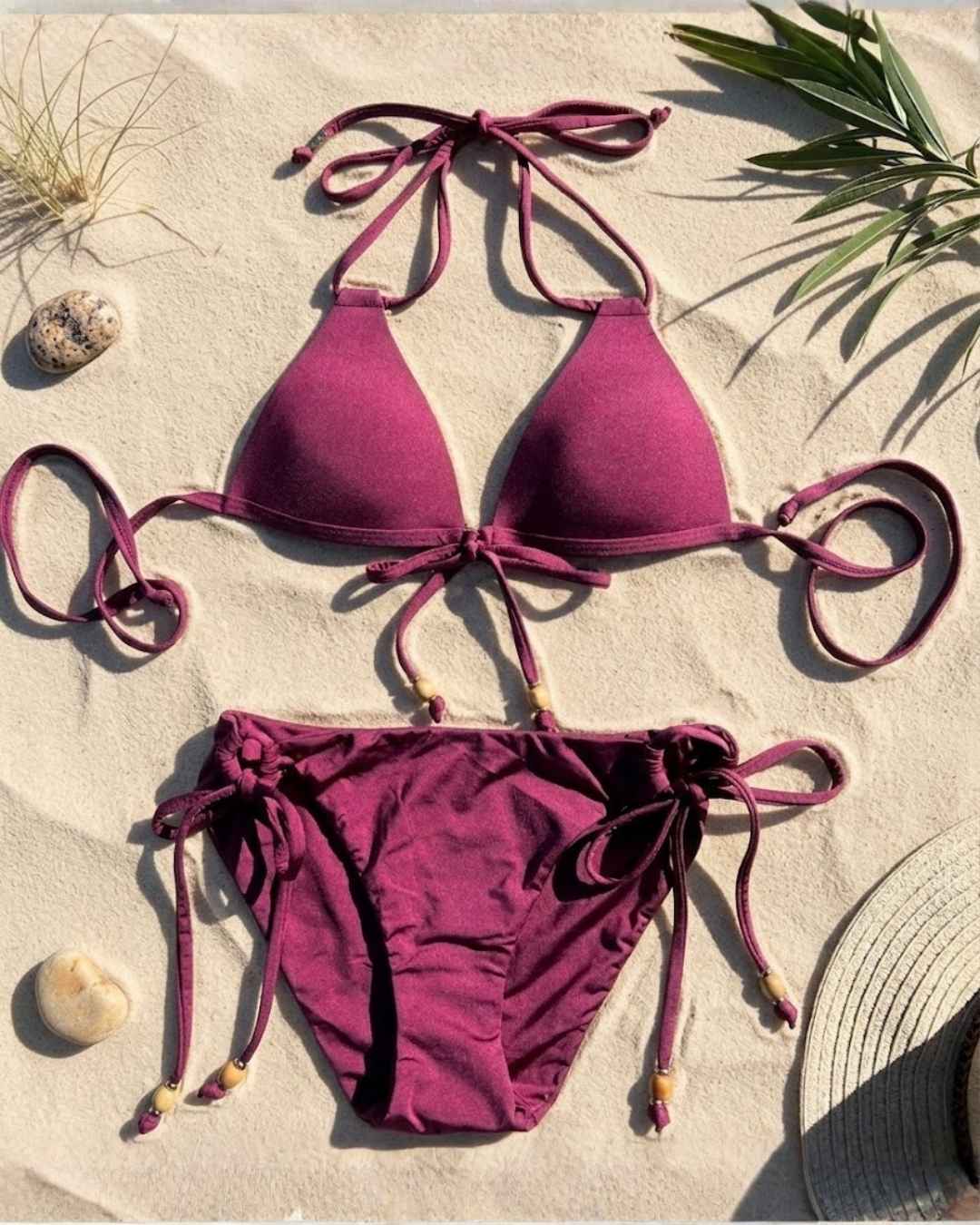 Envy Push Up® Padded Double String Top with Beaded Tie Front Detail