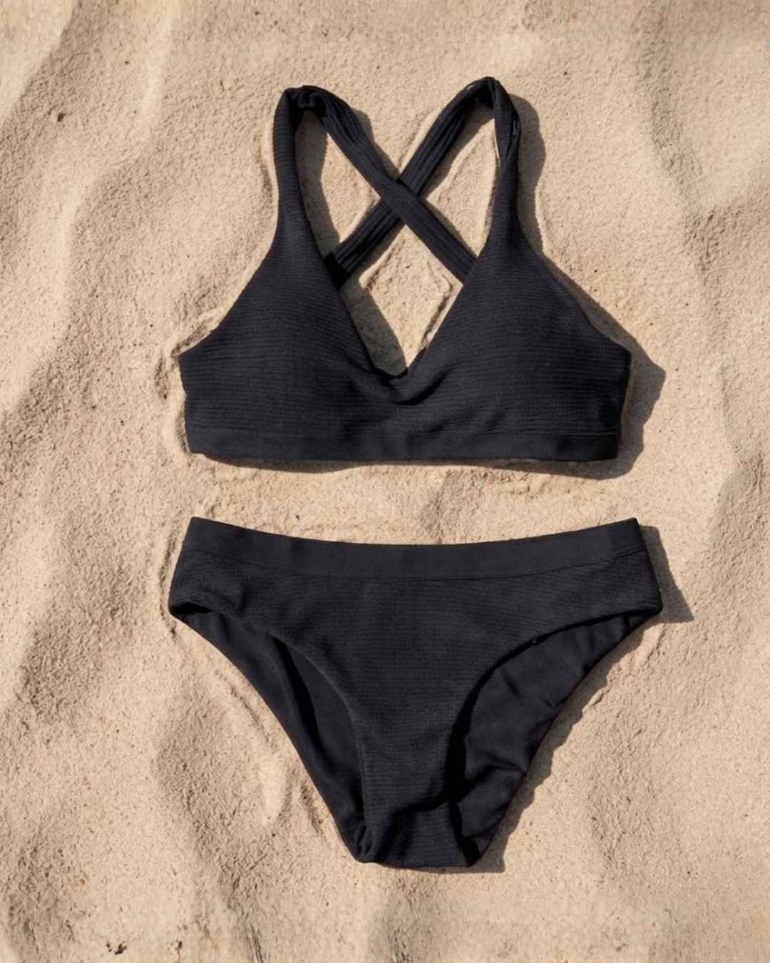 Envy Push Up® Banded Texture Sporty Crisscross Halter Bikini Top