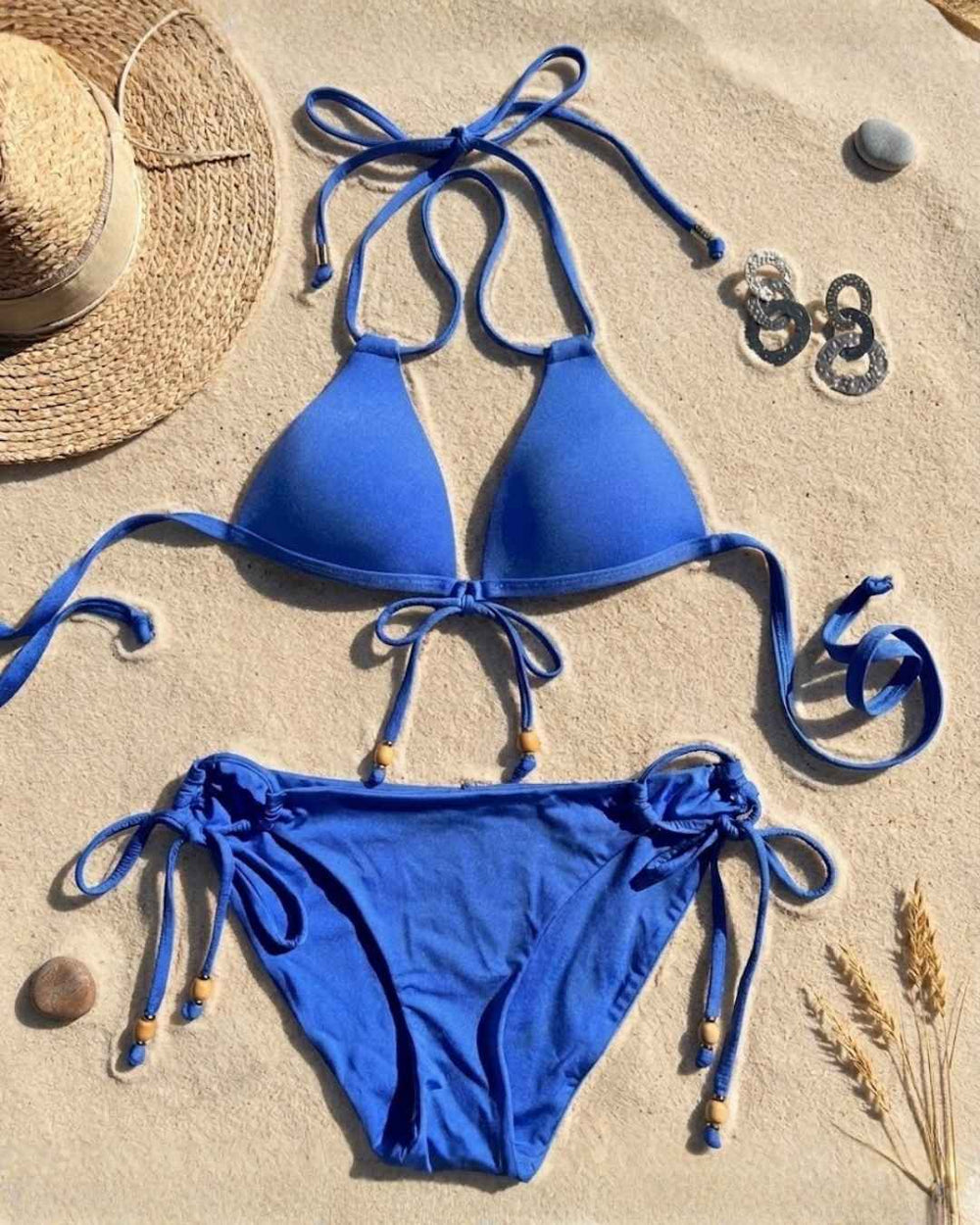 Envy Push Up® Padded Double String Top with Beaded Tie Front Detail