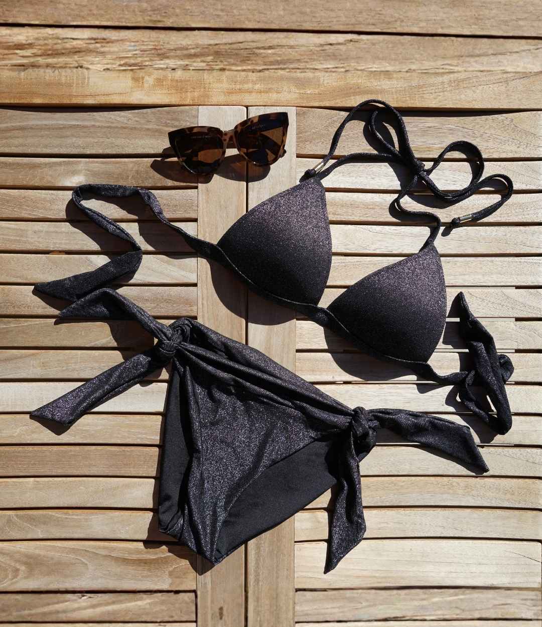 Padded Shimmer Triangle String Bikini Top