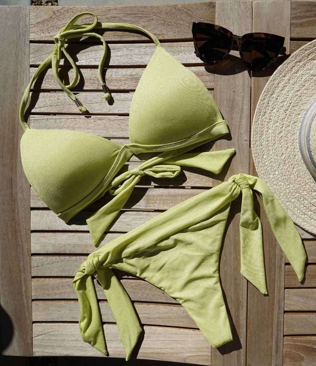 Padded Shimmer Triangle String Bikini Top