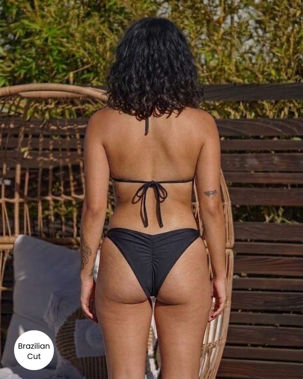 Chain Detail Ruched Back Scoop Swimsuit Bottom and Cheeky