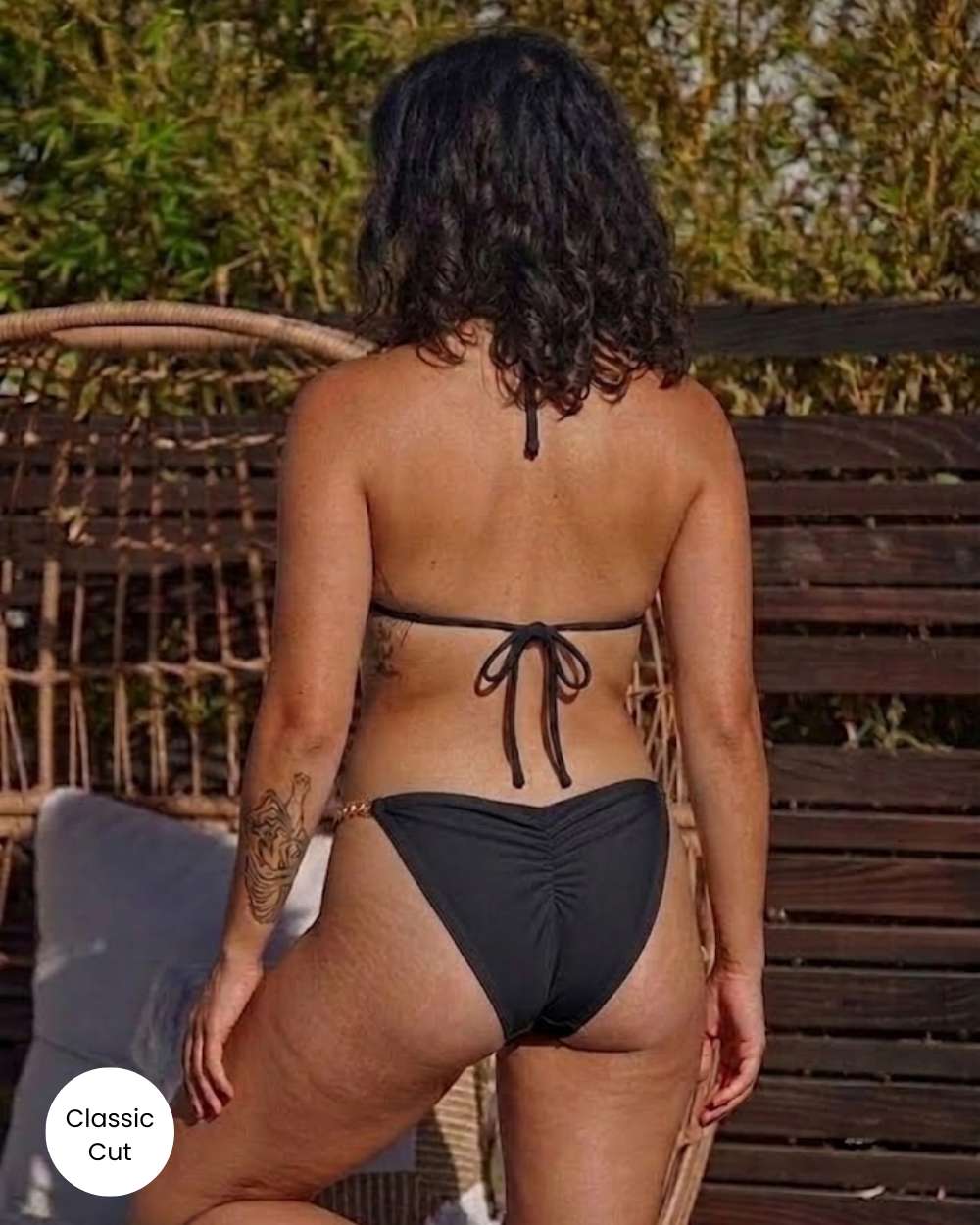 Chain Detail Ruched Back Scoop Swimsuit Bottom and Cheeky