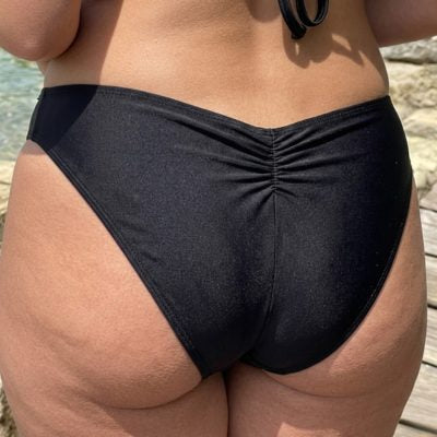 Chain Detail Ruched Back Scoop Swimsuit Bottom and Cheeky