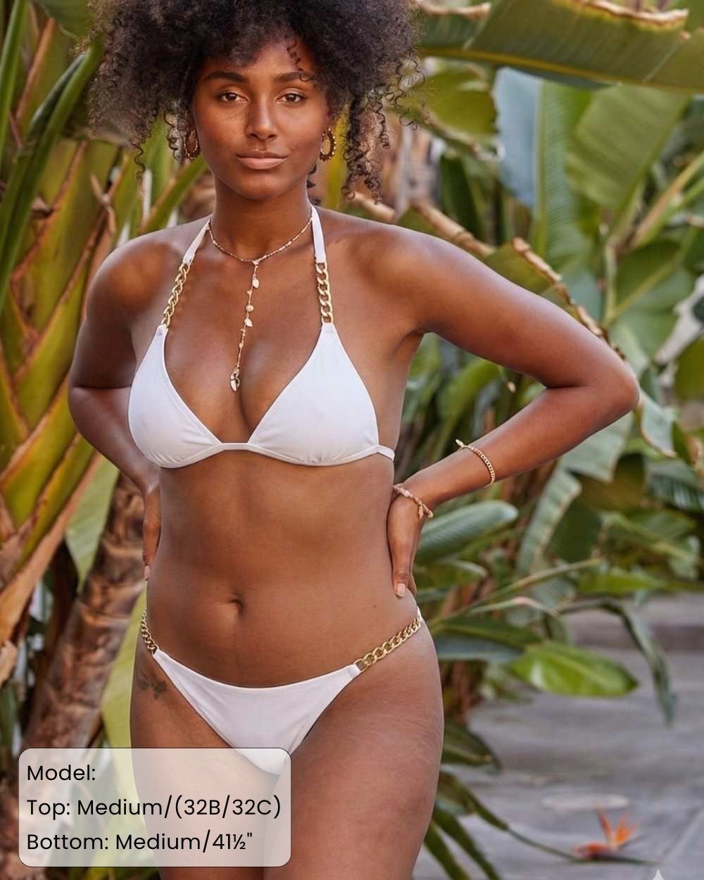 Chain Detail Ruched Back Scoop Swimsuit Bottom and Cheeky