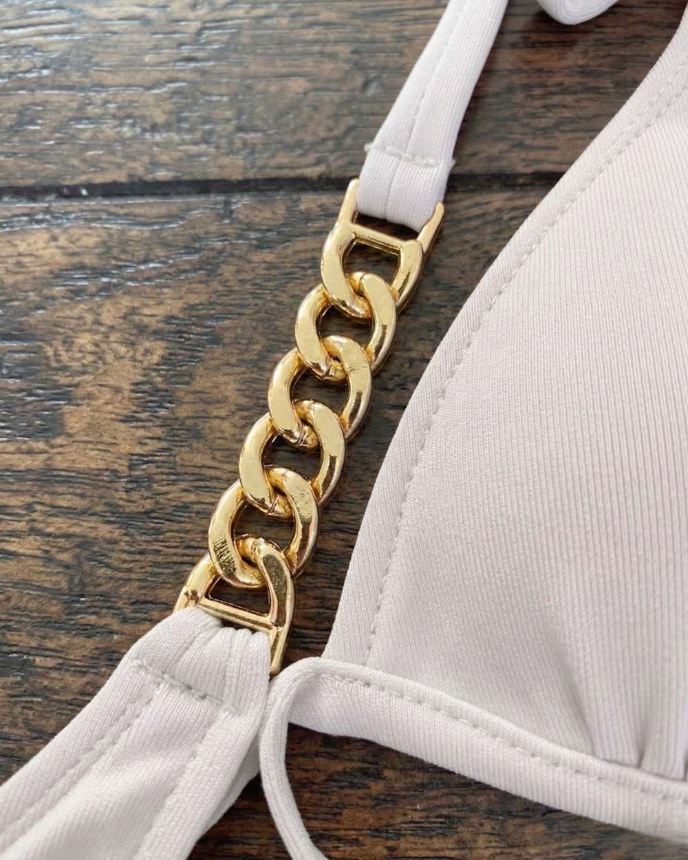 Chain Detail Ruched Back Scoop Swimsuit Bottom and Cheeky