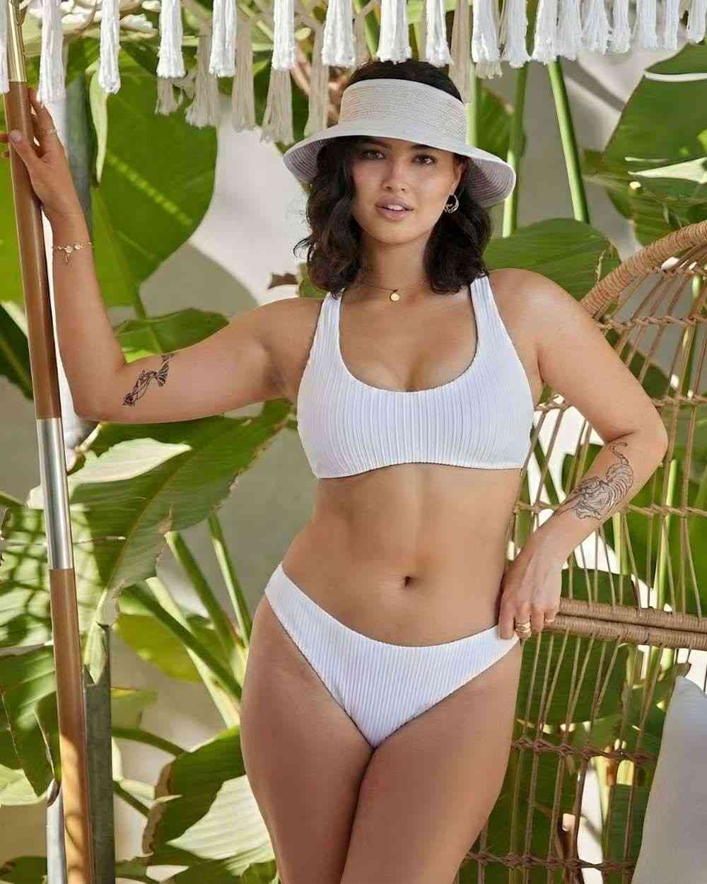 Envy Push Up® Bust Enhancing Rib Texture Sporty Crisscross Halter Bikini Top