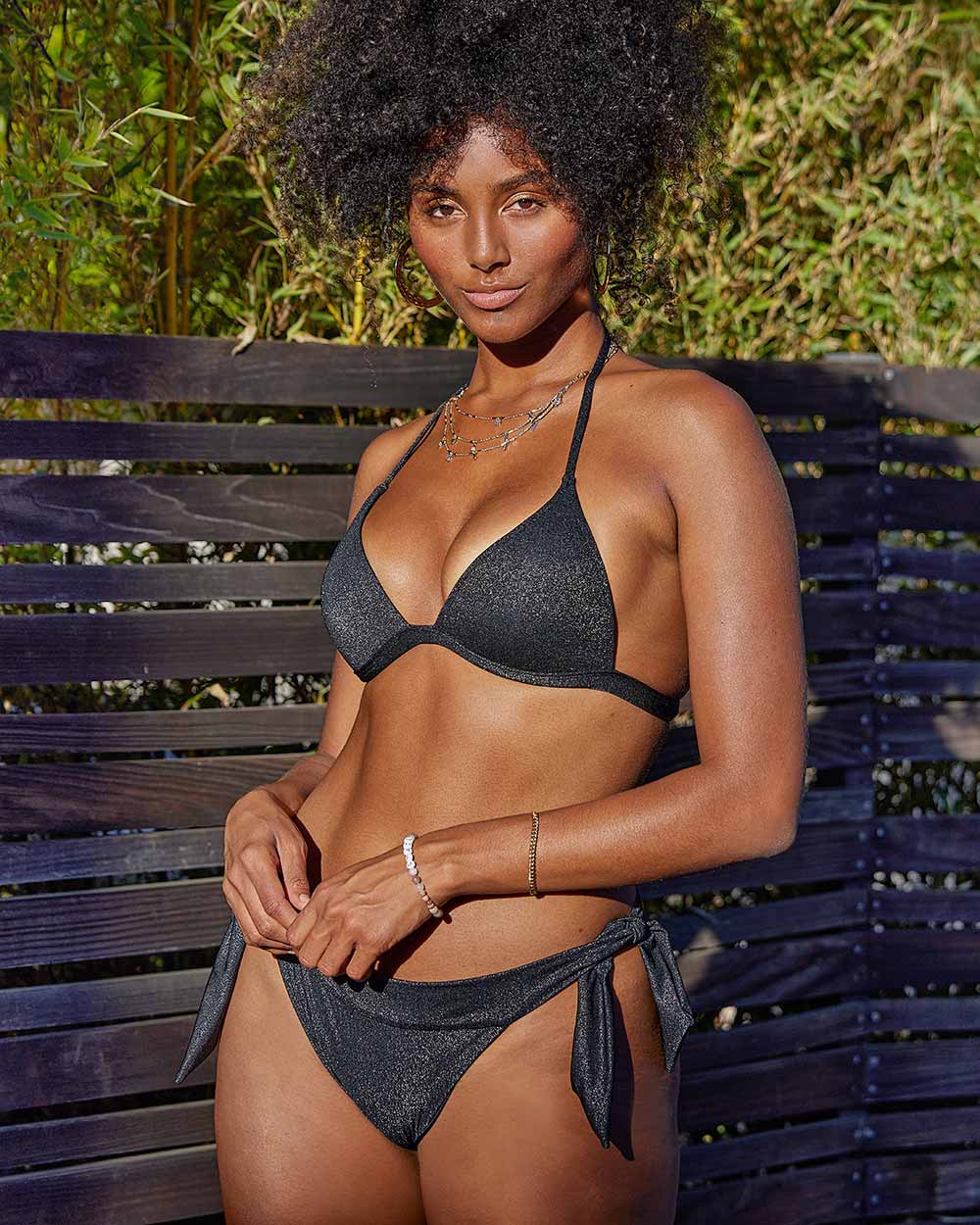 Shimmer Banded Side Tie Bottom and Cheeky