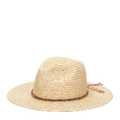 FINAL SALE Women's Paperbraid Panama Fedora Hat with Braided Rhinestone Band